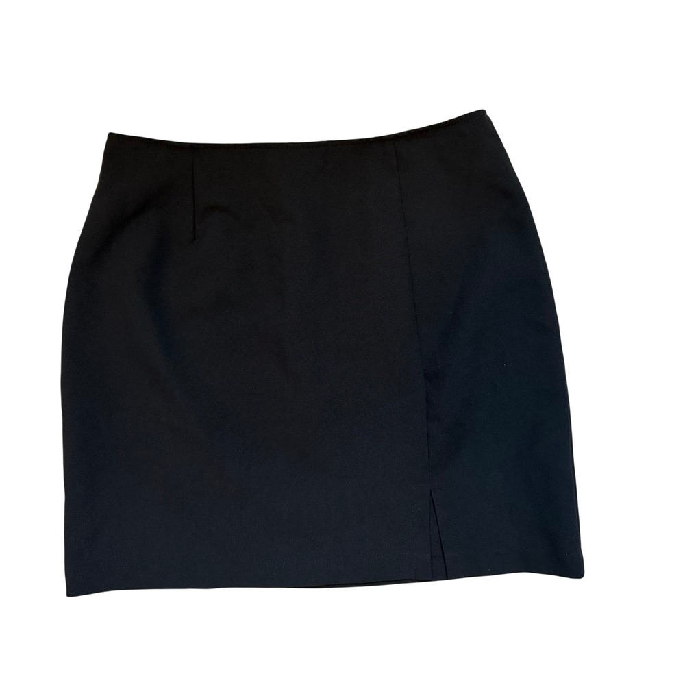 Vintage Studio‎ Womens Polyester Mini Skirt Black 90s Officecore Minimalist Slit